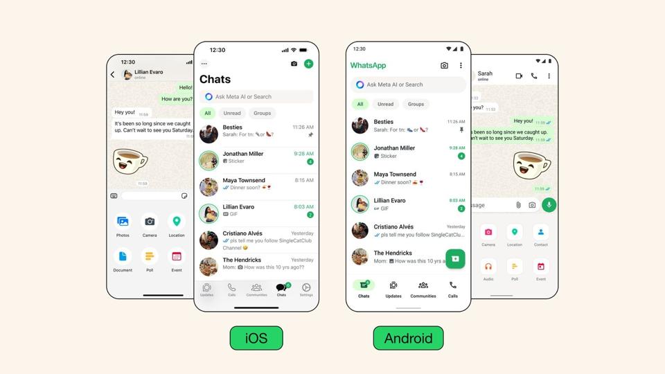 Bagaimana desain WhatsApp yang baru berbeda di setiap perangkat