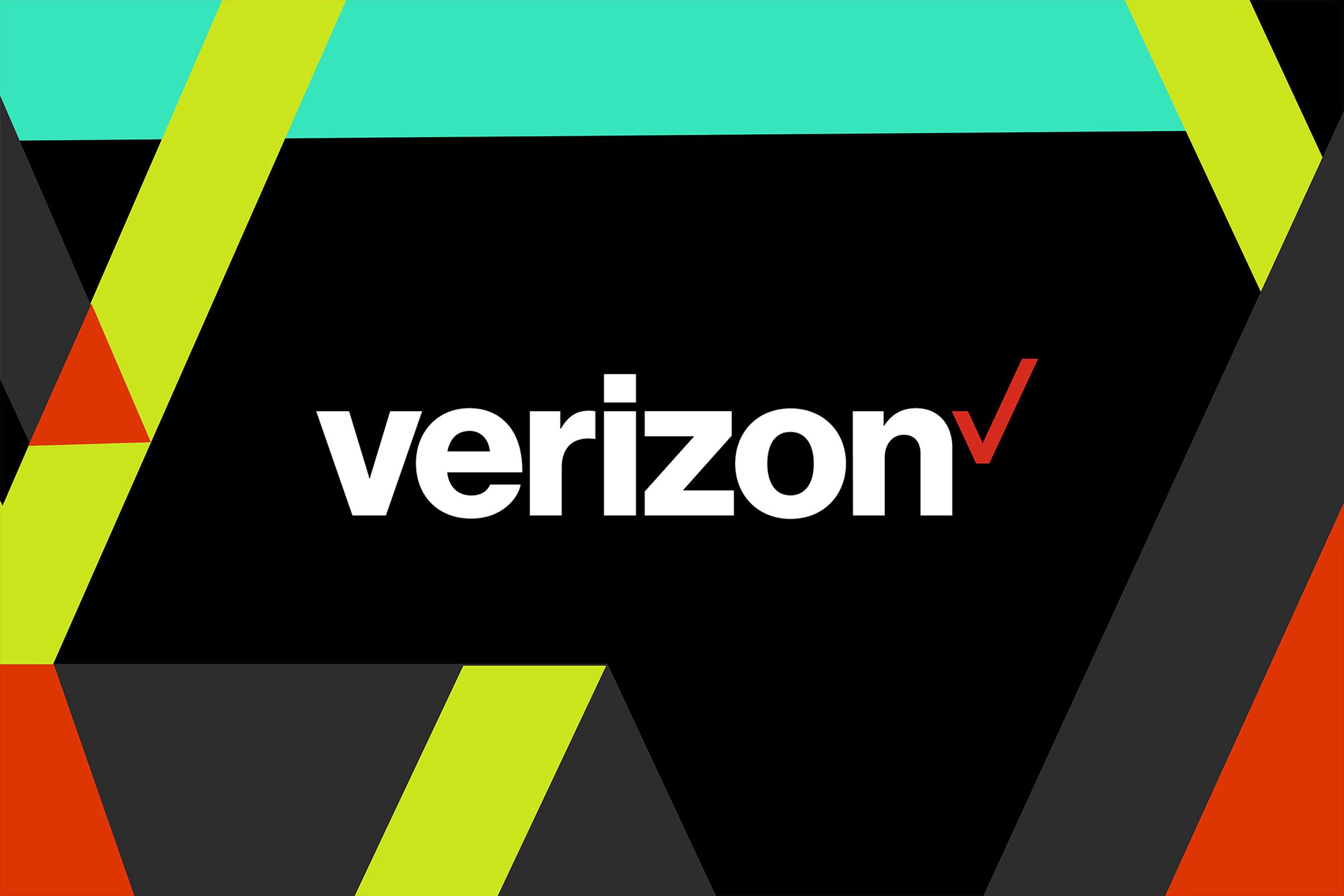 Logo Verizon dengan latar belakang geometrik