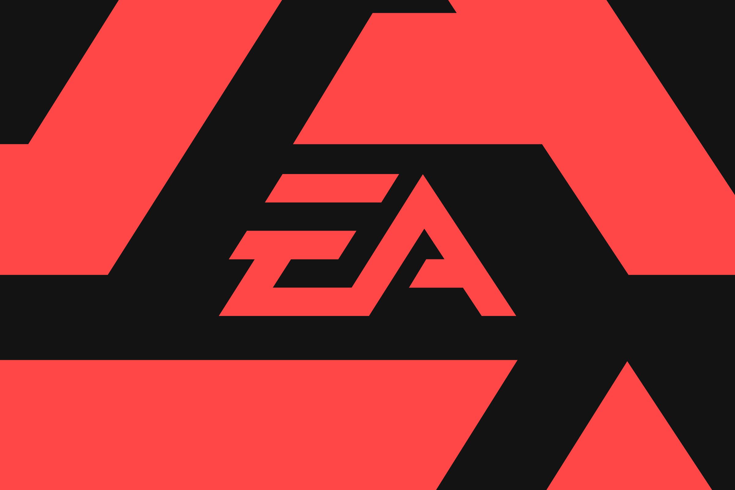 Logo EA dengan latar belakang merah-hitam