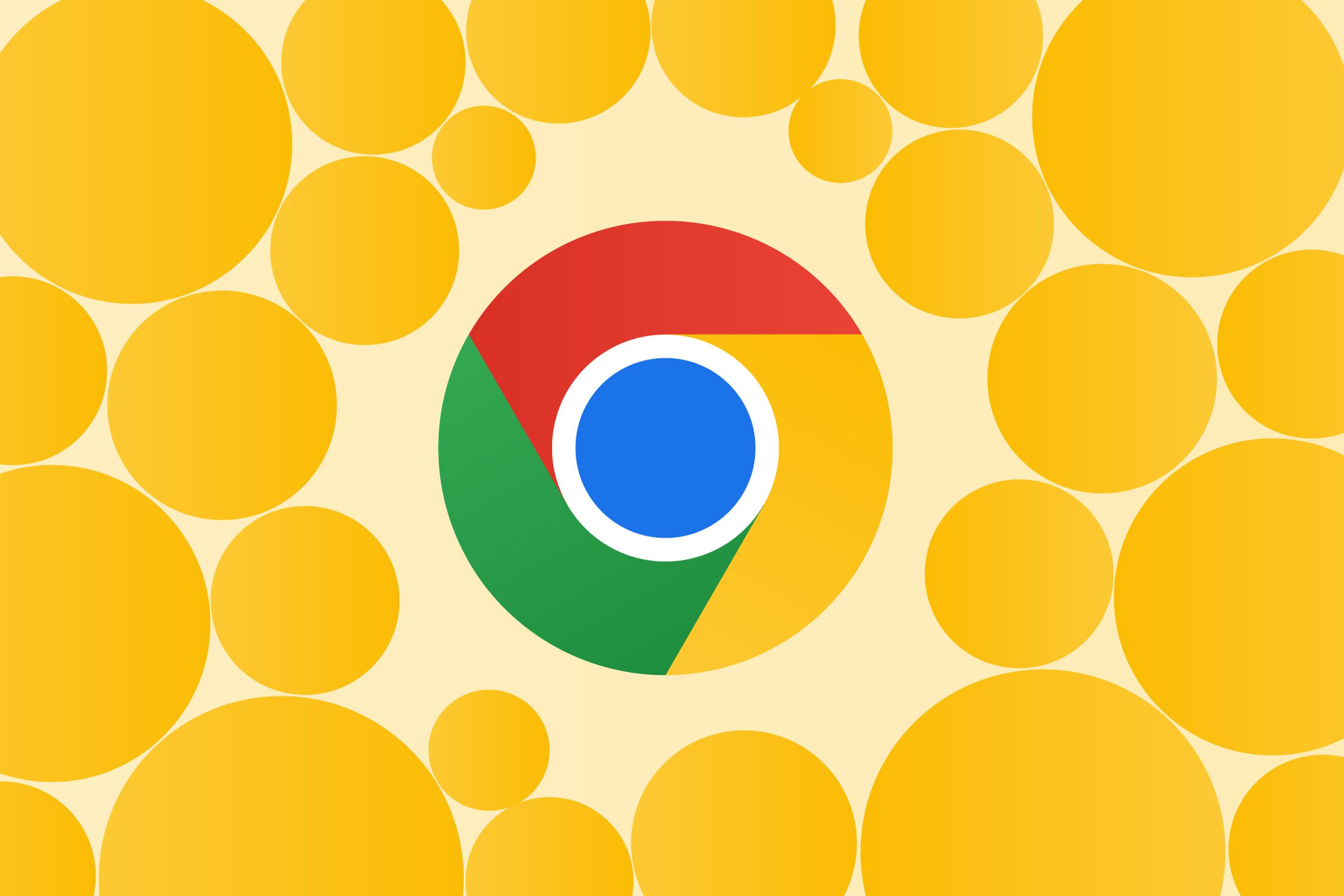 Gambar logo Chrome yang dikelilingi lingkaran kuning.