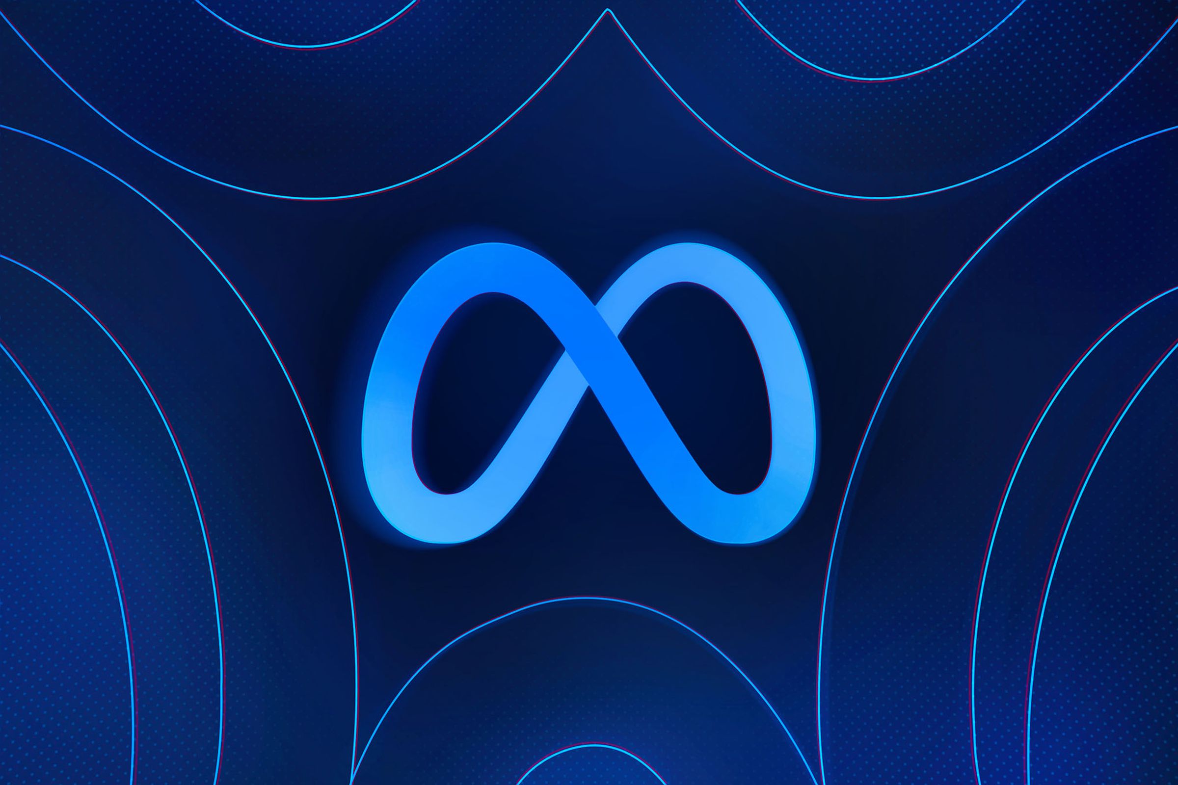 Logo Meta pada latar belakang biru