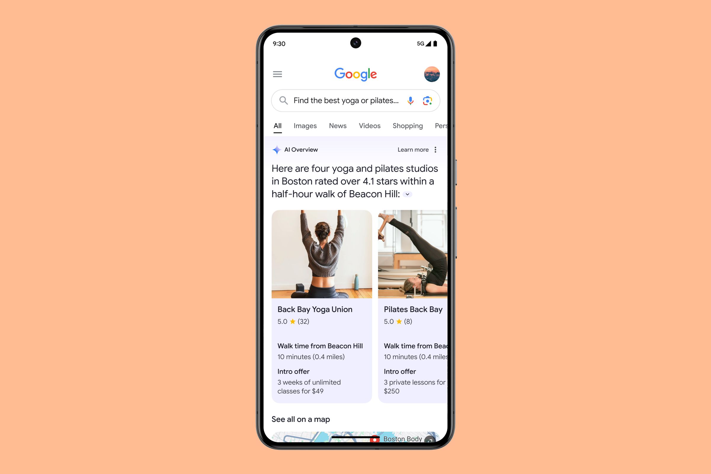 Hasil pencarian Google untuk studio yoga.