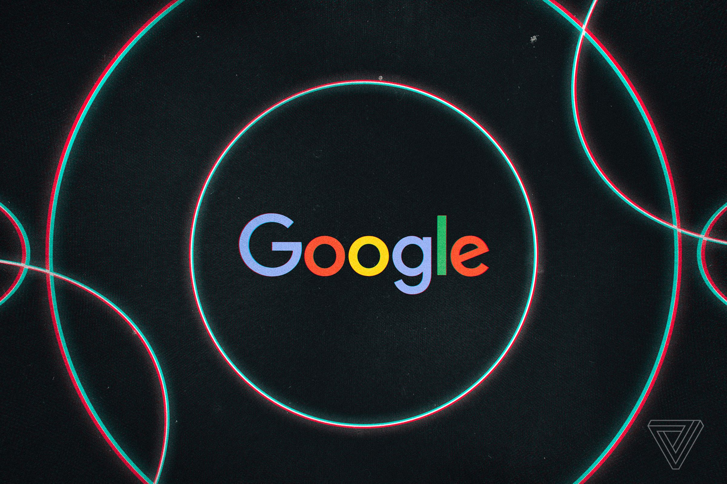 Logo Google dikelilingi lingkaran konsentris.