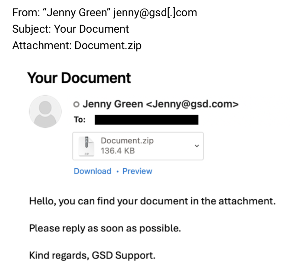 Contoh email malware Jenny Green