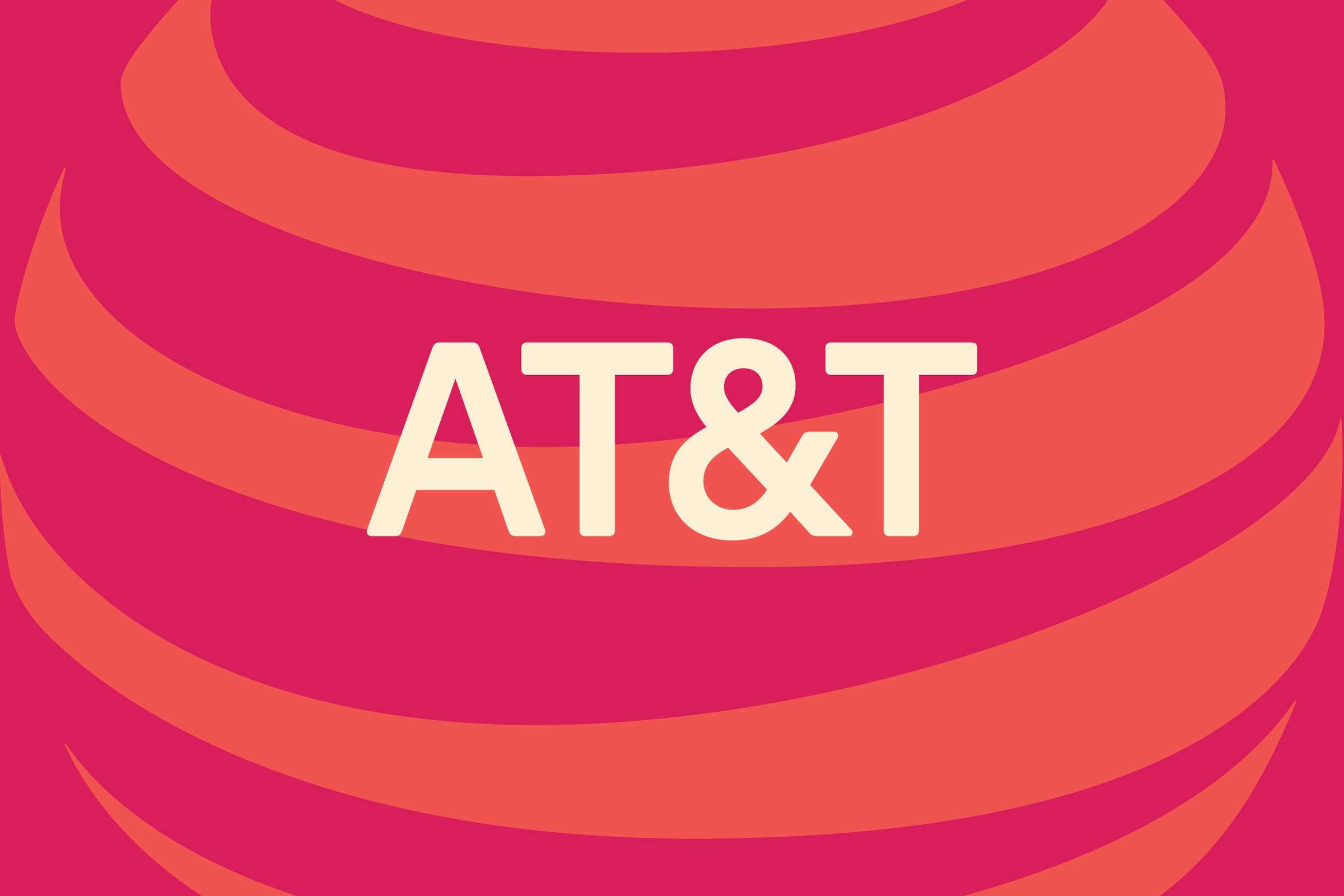 Logo AT&T dengan latar belakang merah dan oranye