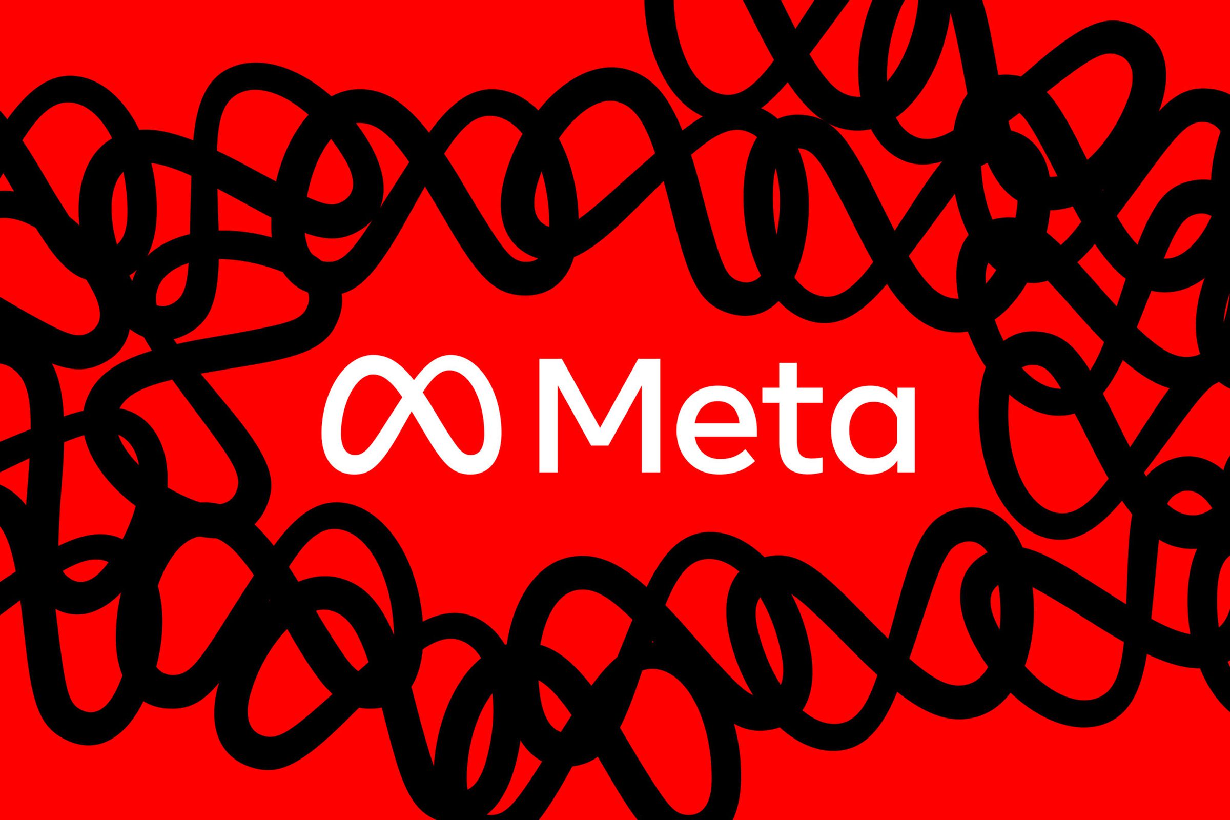 Logo Meta dengan latar belakang merah