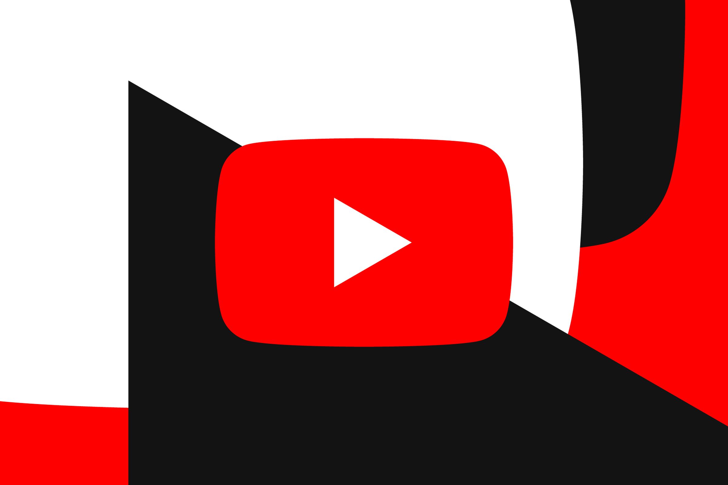 Logo YouTube dengan desain geometris di latar belakang