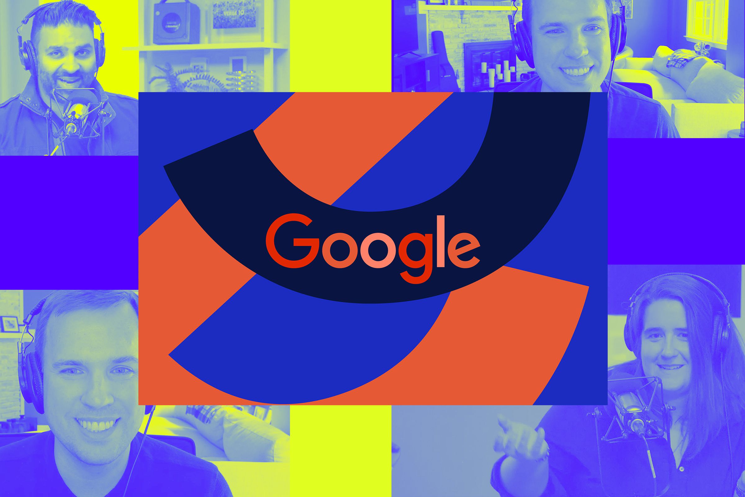 Logo Google di atas ilustrasi Vergecast