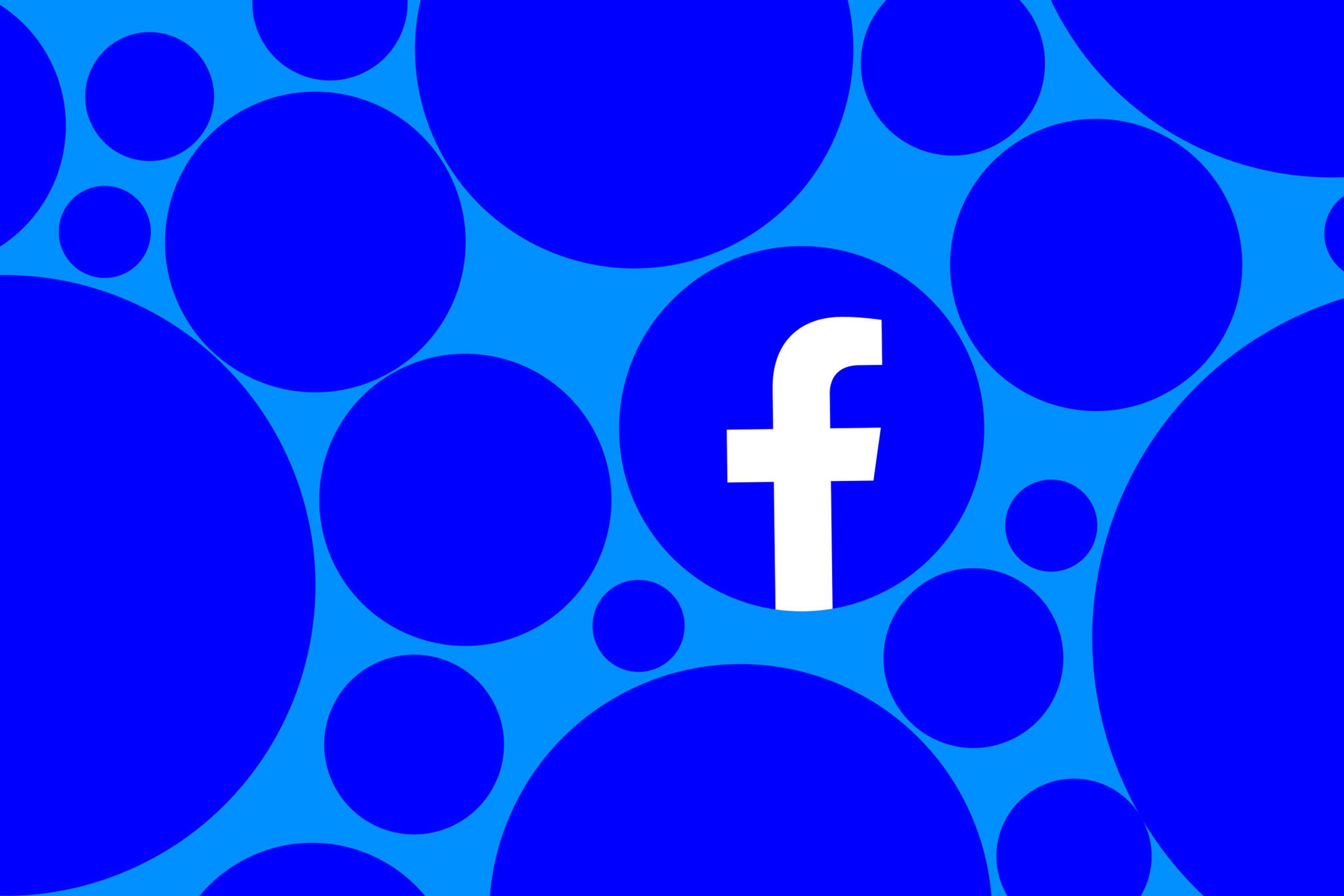 Logo Facebook dengan latar belakang biru dikelilingi oleh lingkaran biru.