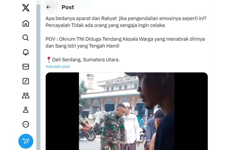 Cuplikan video oknum TNI menendang kepala warga.